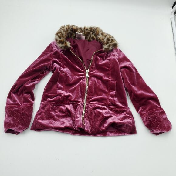 Little Lass Velvet Coat with Faux Fur Trim Size 4T - Picture 1 of 8